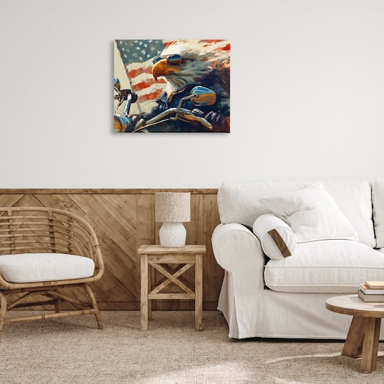 Stupell Industries Patriotic Bald Eagle Canvas Wall Art